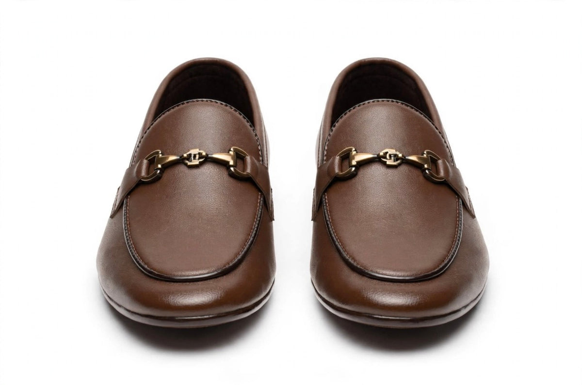 Brown Leather Horsebit Formal Shoes – Classic Design