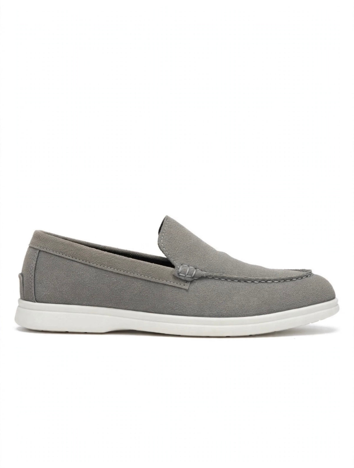Gray Suede Moccasin Loafers – White Sole
