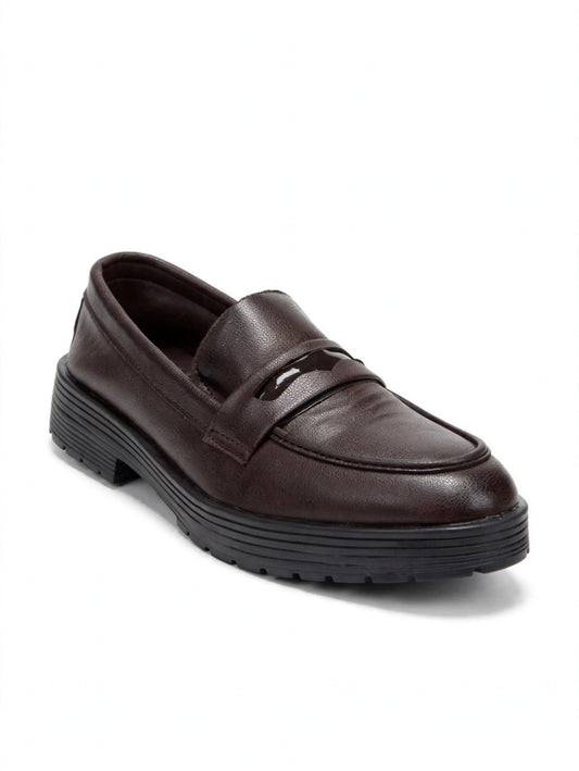 Dark Brown Chunky Leather Loafers – Classic Penny Style