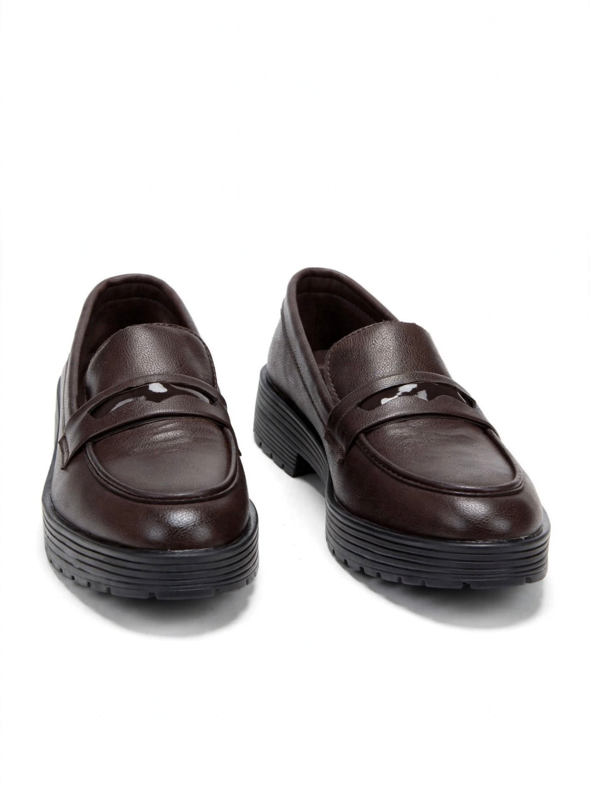 Dark Brown Chunky Leather Loafers – Classic Penny Style